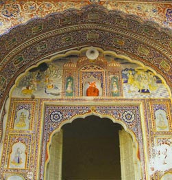 The ancient Havelis with beautiful murals of Mandawa Image